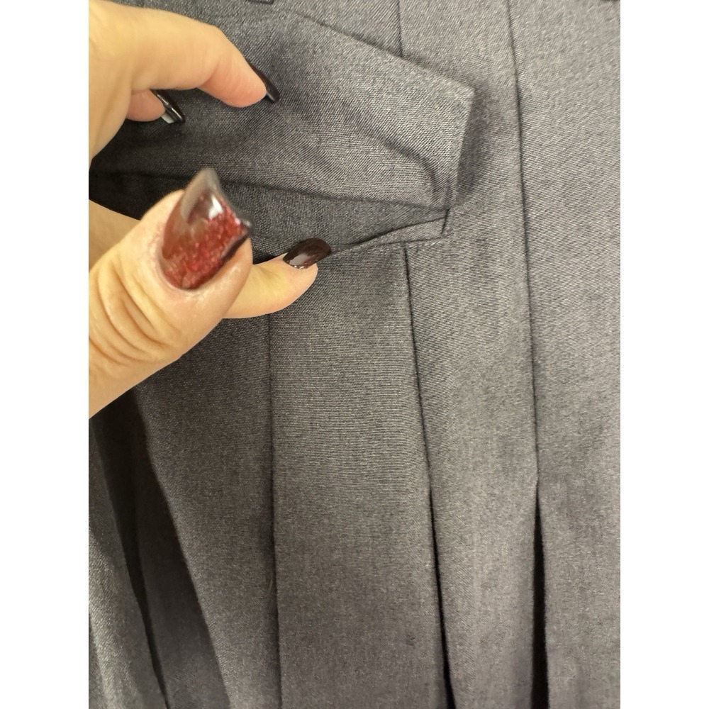 Vintage 90s Gray Back Pleated Midi Skirt 14 Dark Academia Whimsigoth Military - Picture 3 of 11